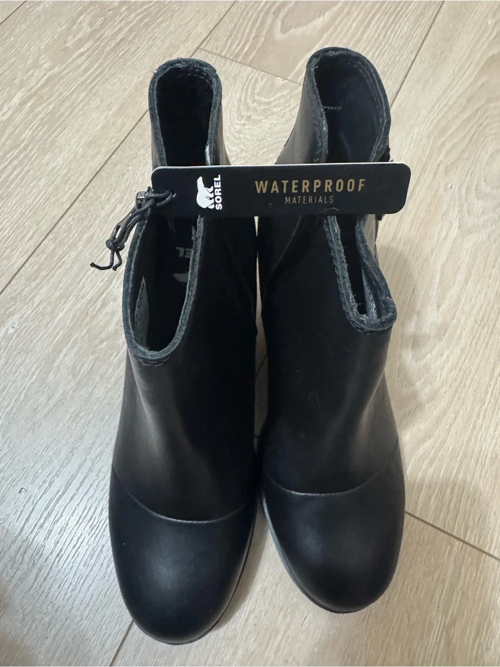 Sorel Black Women's Leather Ankle Boot with Side Buckle Detail